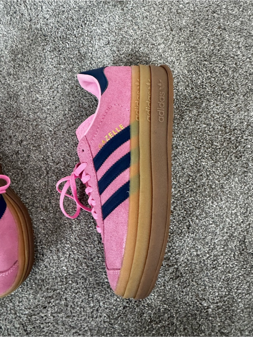 adidas Pink Suede Sneakers with Navy Three Stripes - Picture 6 of 8